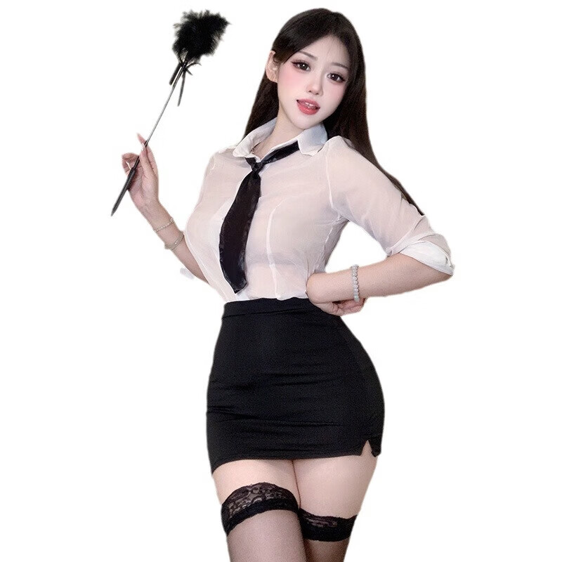 木普森（MUPUSEN）性感制服情趣职业装白领紧身包臀短裙角色扮演异域风情夫妻刺激 套装+手撕丝袜 大码【适合125-150斤】