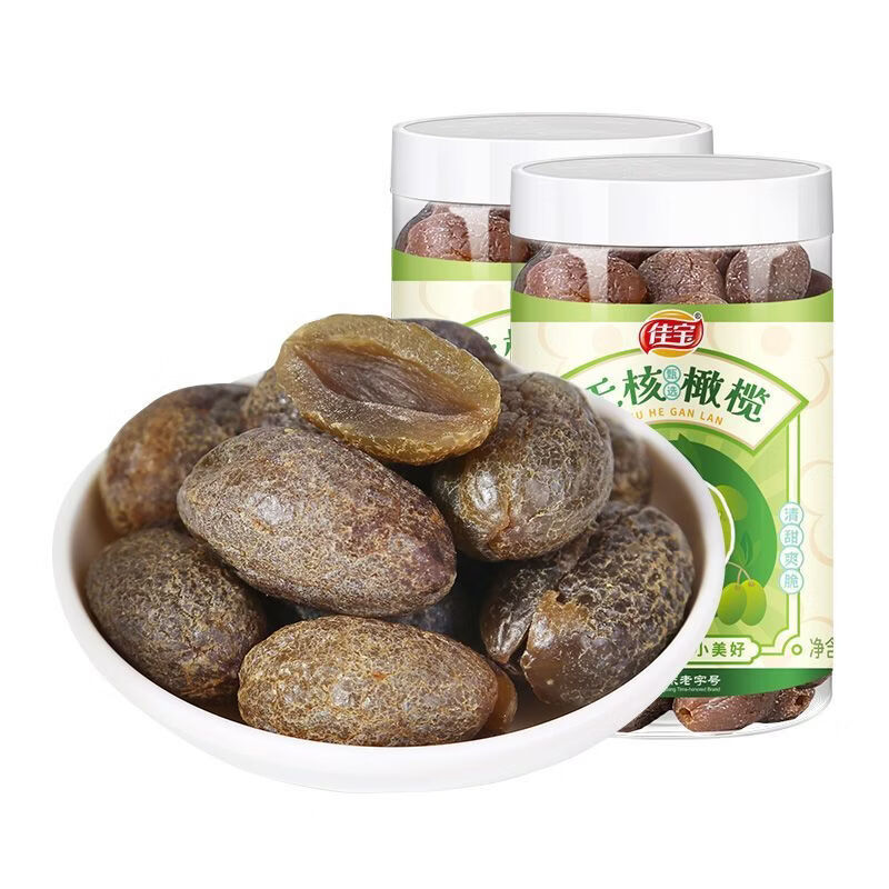 佳宝九制甘草无核青橄榄干罐装 新鲜咸青果潮汕福建特产蜜饯零食 无核橄榄160g