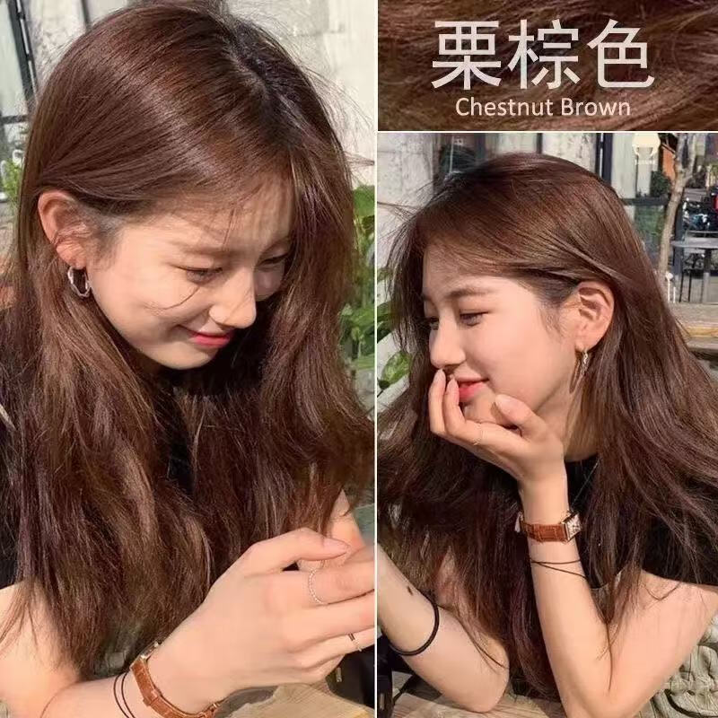 欧莱雅植物流行色在家染发剂膏女孕妇可用栗棕色盖白发 栗棕色【盖白发孕妇可用】