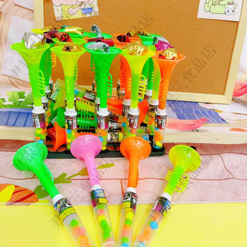 网红出口爆款儿童玩具喇叭造型吹龙儿时回忆小卖部批发幼儿园摆摊 喇叭造型吹龙颜色糖果随机30支