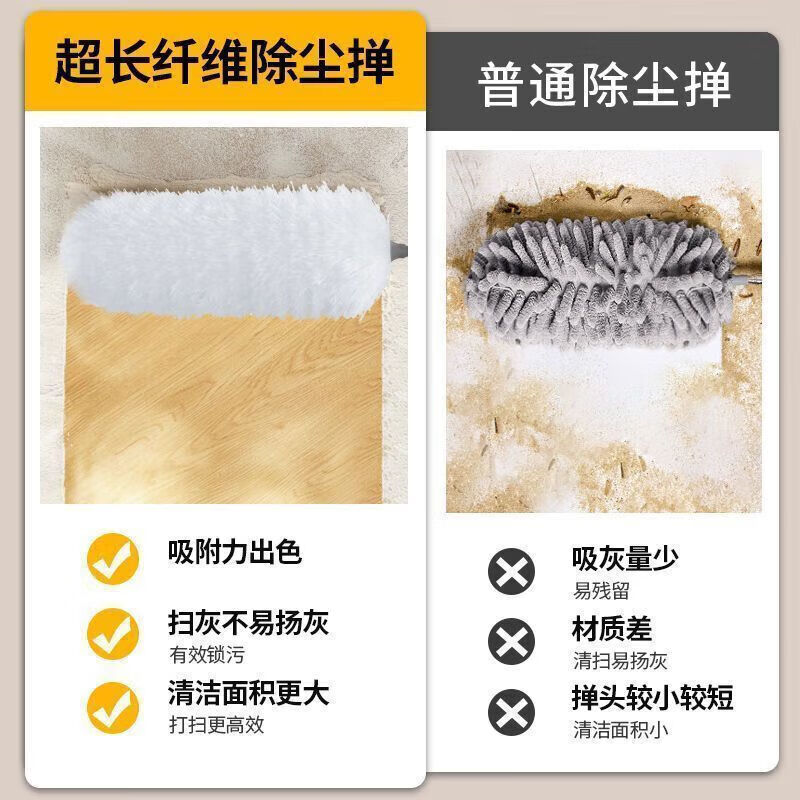【工厂直供】鸡毛掸子弯曲除尘可清家用洗不掉伸缩打扫灰尘蜘蛛网 伸缩除尘掸 1个 【伸缩杆2.8米+3个替换头】