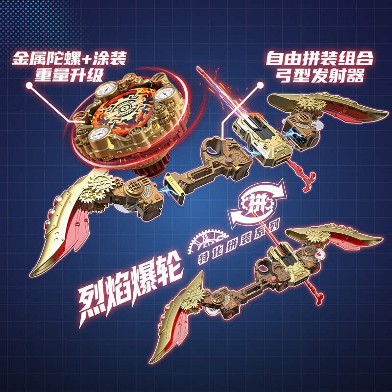 奥迪双钻飓风战魂7WSA旋力启源陀螺特化系列儿童玩具男孩比赛陀螺礼物 特化拼装系列-帝龙圣鸢