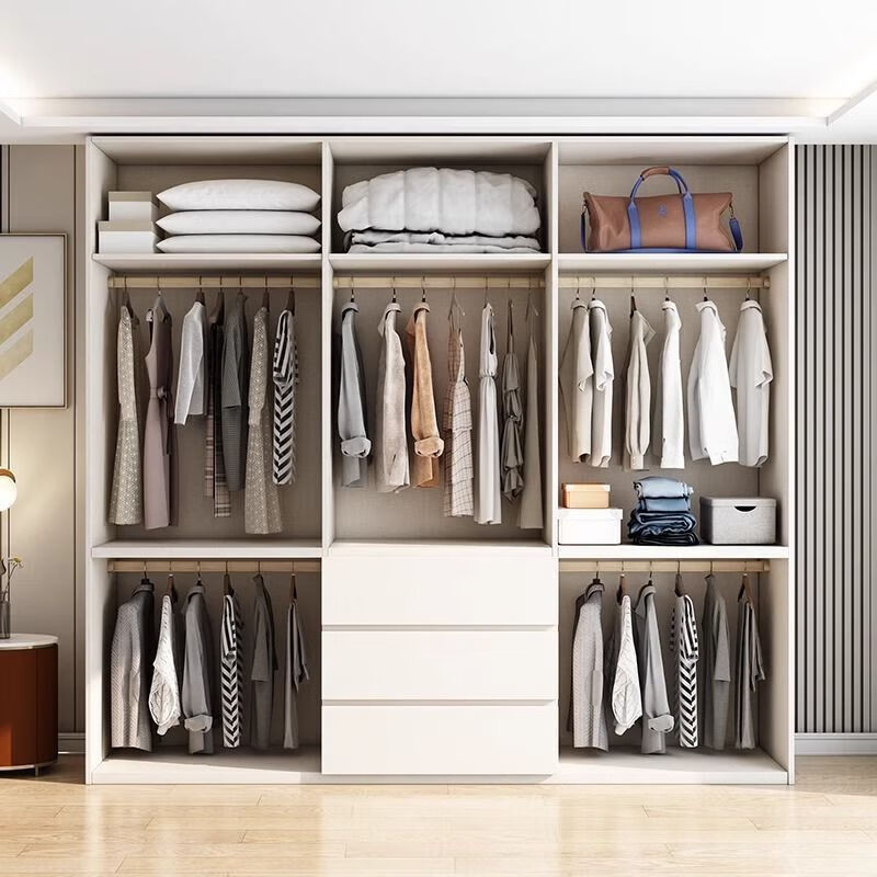 宜美芬 EMAYFUN实木ENF级衣柜定制家用卧室储物奶油风一门到顶平开门简约大衣橱 2.6*2.4米衣柜【18MM孕婴抗菌ENF级实木】