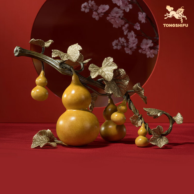 銅師傅五福客廳桌面銅葫蘆飾品家裝工藝品喬遷禮品