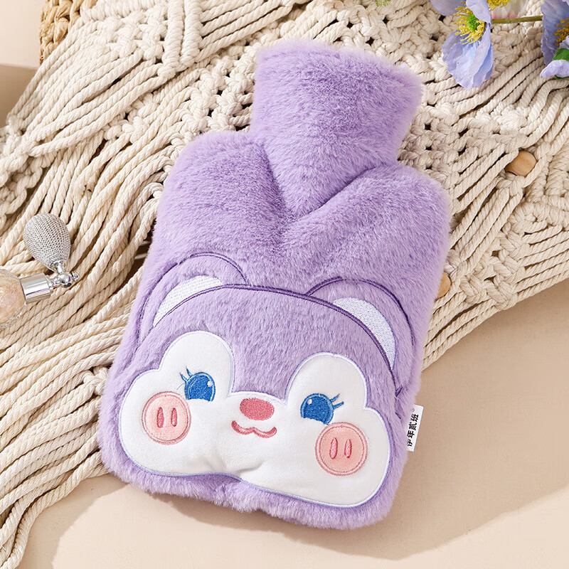 尤思纳【严选】新款热水袋注水可爱毛绒暖脚大号暖手宝腰热敷暖水袋敷肚 粉色萌宠 500ml