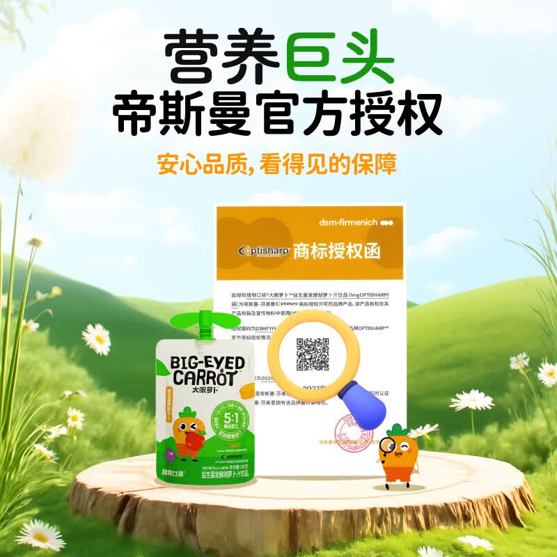 植物口袋5.0益生菌发酵胡萝卜汁无防腐剂健康干净配料儿童果蔬汁夏季饮品 大眼萝卜高端系列 100mL*16袋 【1提】配贴纸填色卡