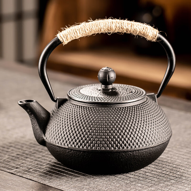 瓷牌茗茶具（cipaiming teaset）鑄鐵圍爐煮茶茶壺家用電陶爐煮茶器燒水茶壺套裝明火茶器戶外炭爐 《黑丁》鐵壺 300ml 801mL(含)-900mL(含)