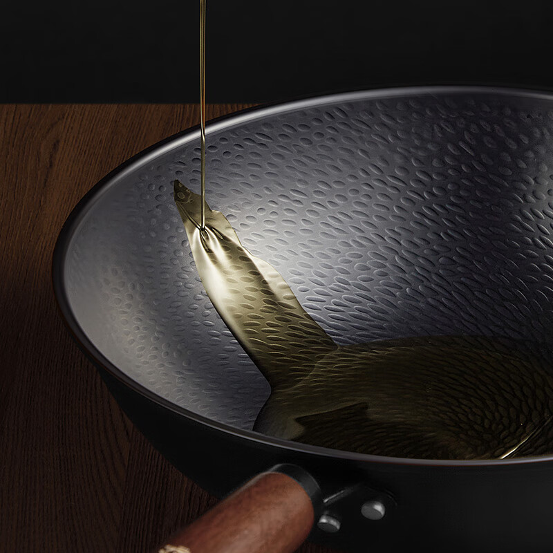 炊大皇锤纹铁锅炒菜锅家用老式熟铁锅燃气灶用无涂层炒锅免开锅 无涂层 锤纹老铁锅三件套