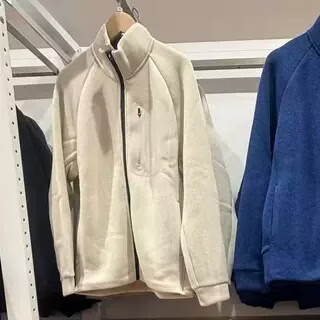 男装女装针织摇粒绒拉链茄克长袖外套立领夹克25秋冬新款E479863 乳白色 M