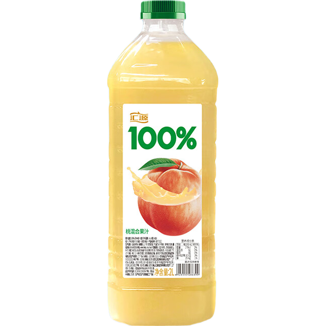 汇源100%桃混合果汁2000ml*1瓶2L尝鲜家庭分享节日年货节送礼宴请