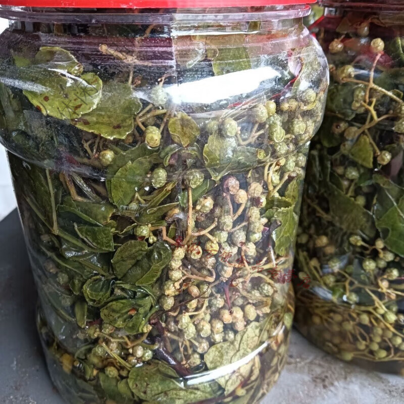 红允山东特产沂蒙鲜花花椒腌制咸菜带叶自深山酱菜新鲜古法麻椒 1斤