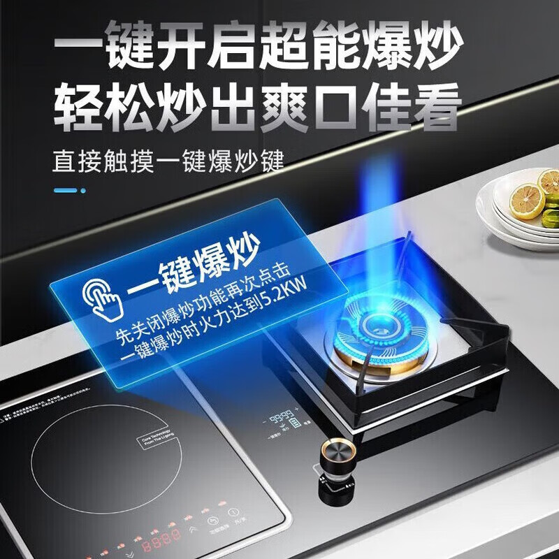 東洋日本東洋一气一电两用灶燃气灶电磁炉二合一气电两用灶燃气灶电磁炉一体台嵌两用家用猛火灶 【左陶右气】直喷猛火灶定时爆炒-3.5kw电陶炉 液化气