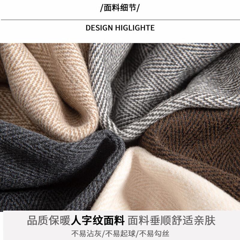 翊尚美毛呢休闲裤女秋冬新款羊毛弯刀加绒裤人字纹加厚直筒垂感阔腿裤女 深灰色 【毛呢羊毛抗起球】 L 【推荐105-115斤】