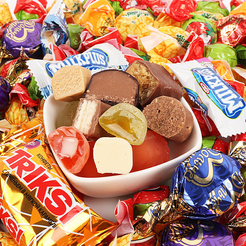 茶滋爽俄罗斯风味混合糖408g 正宗国货巧克力夹心糖果紫皮糖婚庆喜糖