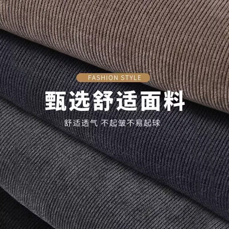 布卡澜琦男士秋冬季潮牌灯芯绒裤子重磅休闲长裤男款阔腿垂感直筒宽松裤子 JR15加绒-黑色 M （建议80-95斤）