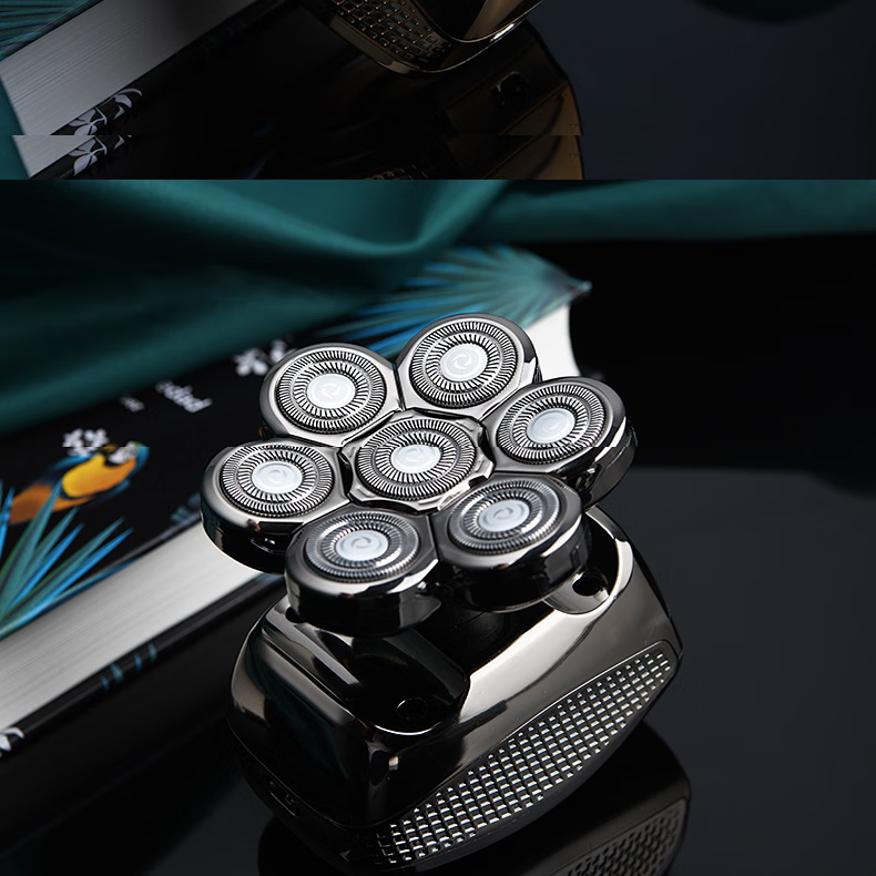 约克 (YUEKE)剃光头神器多刀头自刮胡须刀多功能剃须刀男士电动刮胡刀送男友送老公情人节礼物礼品 七刀头单机+收纳包