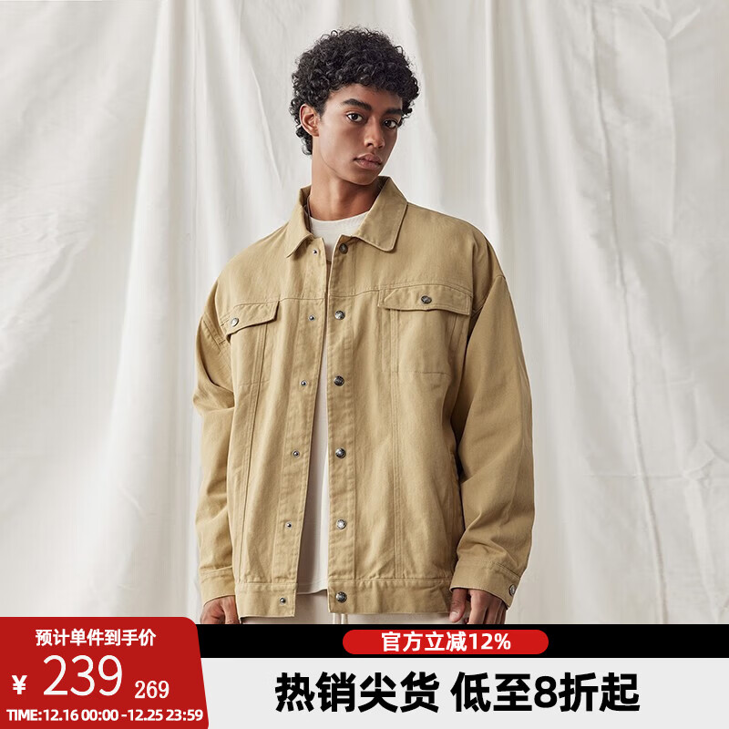 BD.POWER UP+秋季纯棉健身牛仔外套男宽松简约美式复古翻领运动夹克外套男 黑色(选择最多) XL 85-95kg