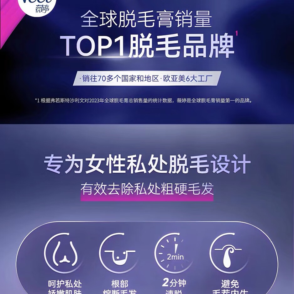 薇婷私密脱毛膏宋茜同款私处专研型脱毛男女学生可用不留黑点隐私发货 【私处专研-比基尼脱毛】50ml