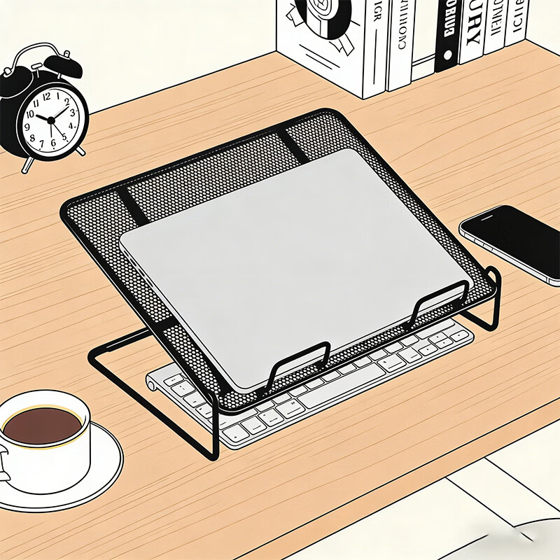 尔思家电脑增高架桌面置物架可折叠便携笔记本散热支架台面显示器支撑架 胡桃色-基础款