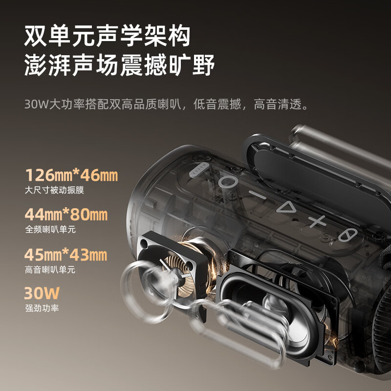 F&D蓝牙音箱 便携音响蓝牙户外大功率大音量高音质音箱 便携蓝牙音箱+荣耀黑 Passion30