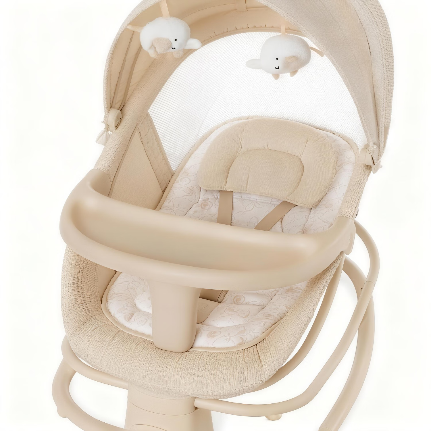 MASTELA哄娃神器新生儿婴儿电动摇摇椅婴幼儿安抚摇篮椅宝宝摇椅可躺可坐 四合一摇椅卡其色（带餐盘）