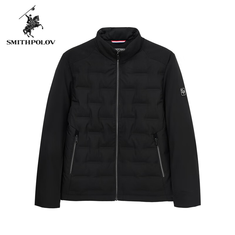 斯密特保罗丨（SMITHPOLOV）轻薄羽绒服男立领时尚保暖外套男装 纯黑色 S