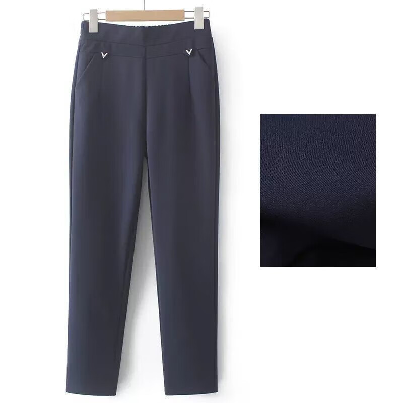 情罗兰（QINGLUOLAN）中老年妈妈裤子秋冬加绒加厚老年人棉裤女冬季休闲裤50岁60女裤 藏青色【春秋款】 常规 XL 建议80-100斤