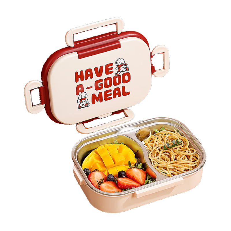 sungsa316不锈钢保温儿童饭盒学生保鲜盒专用便当盒上班族带饭餐盒分格 316不锈钢学生饭盒【2分格】