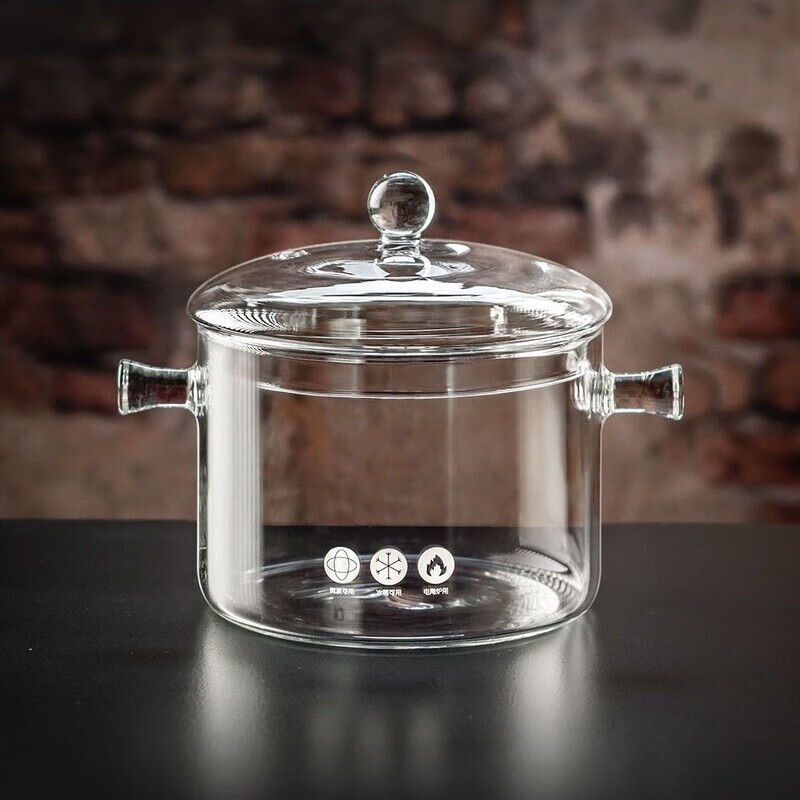 简漾煮红酒专用锅具套装冬天明火电陶炉耐高温玻璃器皿围炉热红酒汤锅 高硼硅玻璃煲（双珠中号款）1.5L 1cm 煮红酒锅【可明火/电陶炉