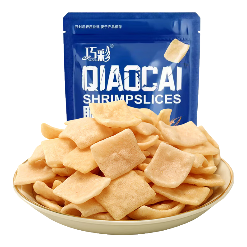 虾片虾条原味大包装200g虾片休闲零食网红办公室小吃 原味200gX1包