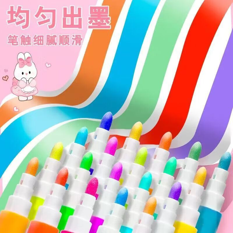 MEEIAOREY丙烯马克笔小学生专用美术大容量不透色可叠色儿童彩笔24色幼儿园水彩笔36色画画绘画可水洗彩色笔 【全套36色】加墨100%-速干可叠色送贴纸 【粗杆】可叠色可水洗