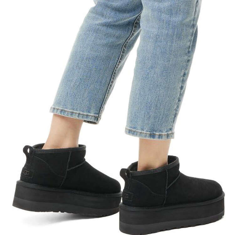 UGG EVERSHEEPSKINS冬季经典款增高厚底时尚女生加厚保暖休闲短筒靴女鞋棉鞋雪地靴 1135092黑色 40 US9=国内40（内长26cm）