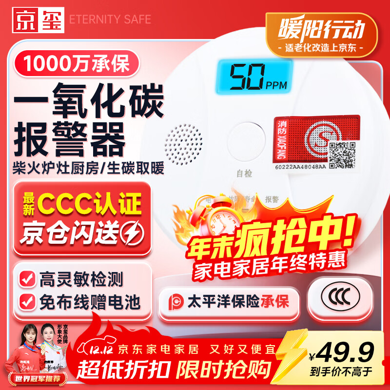 京玺 一氧化碳报警器家用防中毒厨房烧煤泄漏探测消防报警器