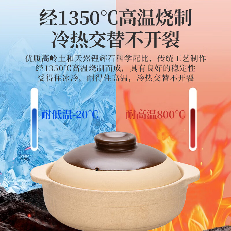 炎礼老式土砂锅耐高温砂锅菜专用煲仔饭沙锅干烧不裂商用燃气煲汤锅 32#有盖【适用8-12人】反朴平锅 5L