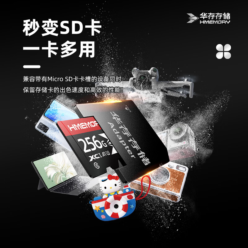 华存存储TF卡适用头戴式蓝牙无线耳机内存卡128G运动耳机收音机音箱专用高速micro sd卡 TF256G【蓝牙耳机专用内存卡】送读卡器