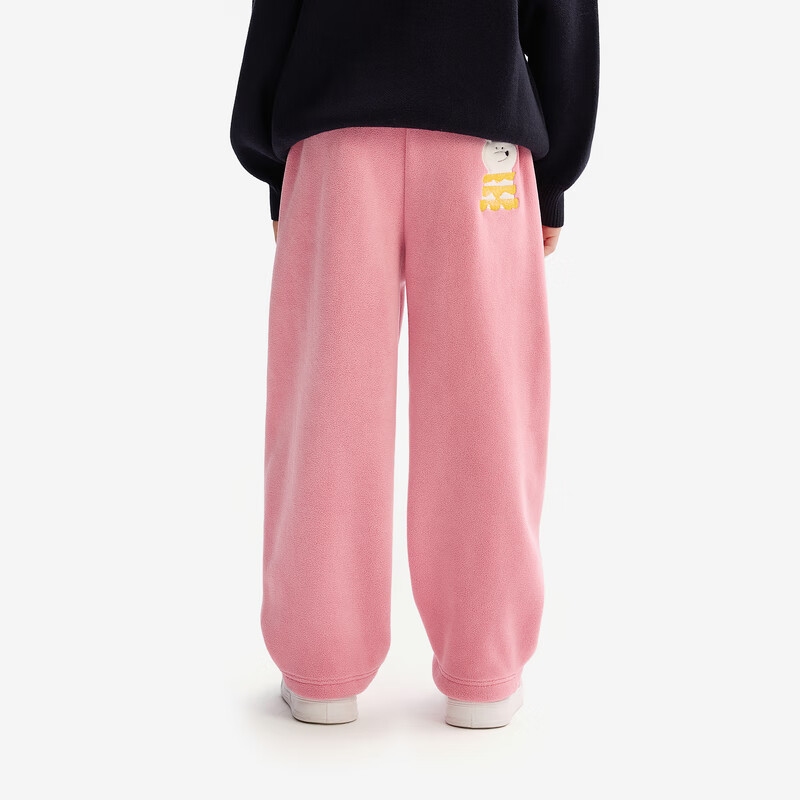 MQD女大童加绒运动裤深粉