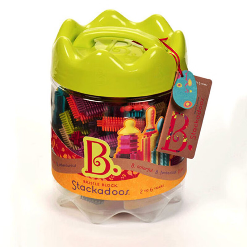 比乐B.toys鬃毛积木桶装68件套盘装75件套早教拼插软胶大积木 比乐桶装鬃毛积木1175