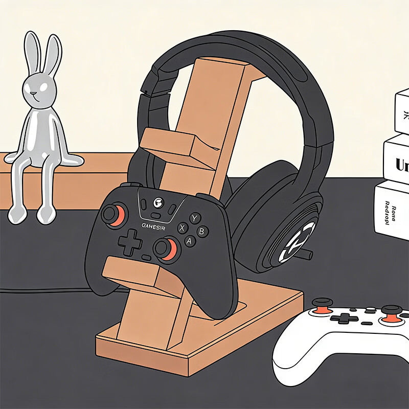 尔思家头戴式耳机支架电脑桌面置物架手柄桌面收纳宿舍好物显示器整理架 游戏手柄支架-黑色