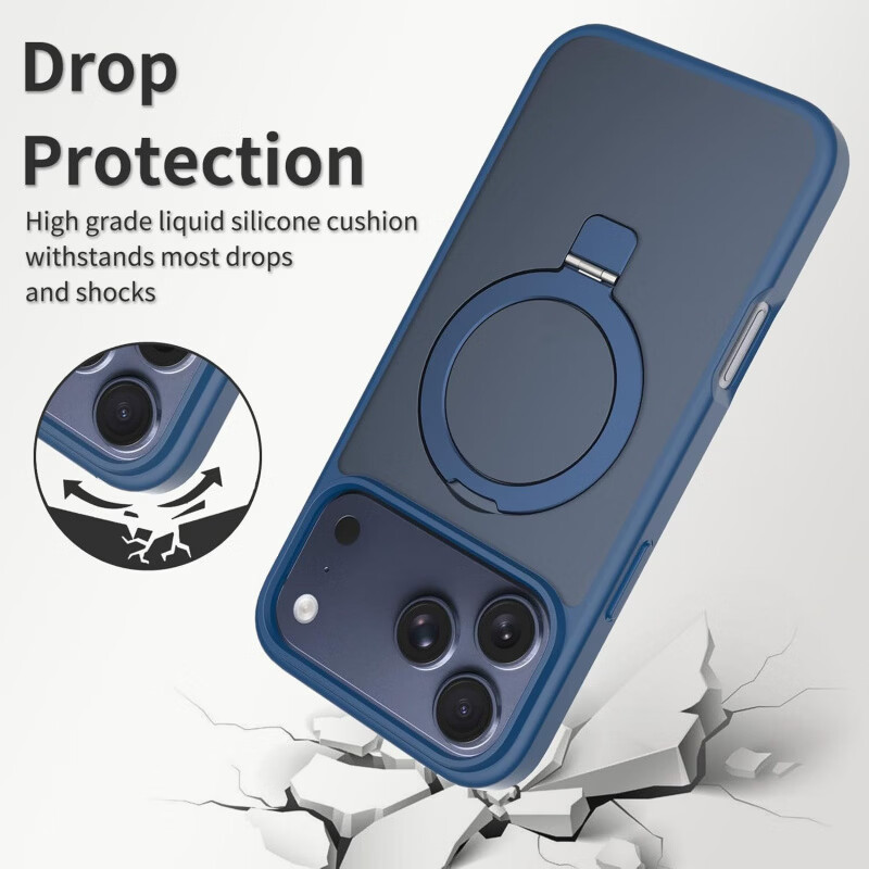 HKEN适用iPhone17ProMax磁吸支架手机壳苹果16支点磨砂肤感保护套15硬壳防摔保护套 浅粉色 iPhone12/12Pro