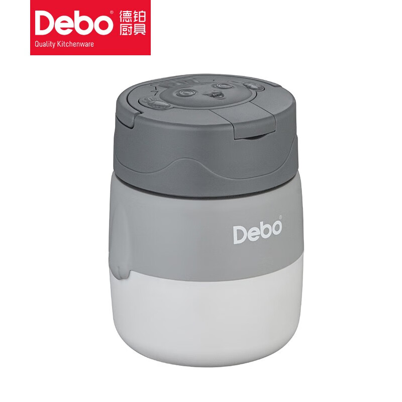 Debo德铂便携早餐杯汤杯带盖上班族餐盒汤罐 露比-灰色 1层 500ml