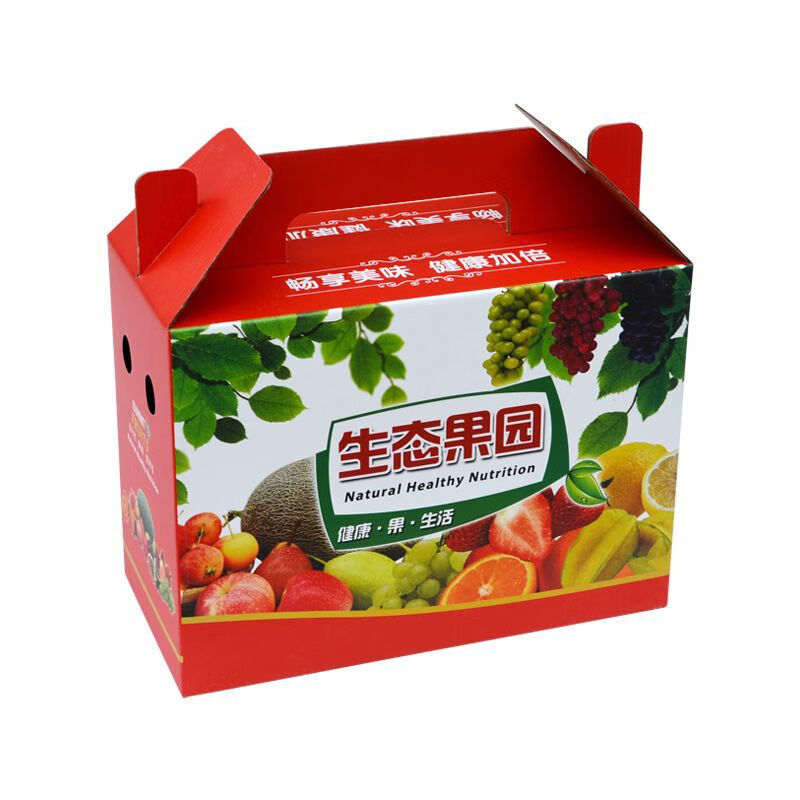 手提式水果礼盒箱子通用苹果礼盒李子桃子荔枝葡萄香瓜黄桃纸箱 红色鲜果时光版 5斤版拍下即29个箱子
