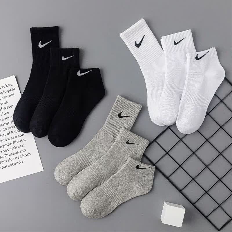 JUST DO IT-耐克(NIKE)袜子男女训练款透气短中长棉袜休闲跑步健身运动袜 【5双礼盒装】白色 S 短筒