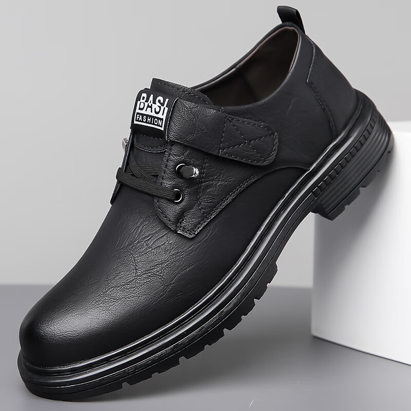 【工厂直销】新款男士舒适透气百搭休闲鞋软底防滑英伦工装男鞋 （货号9908）黑色 40