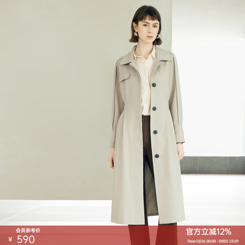 颜域驼色气质风衣女款2024新款秋季中长款大衣翻领英伦风外套女 驼色 XL/42