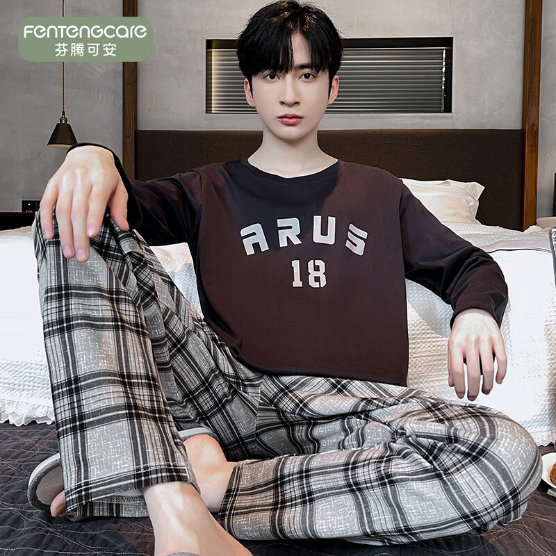 芬腾可安(FENTENGCARE)【W】春秋季睡衣情侣纯棉女款男士长袖套装大码学生卡通孕妇 51007 3XL