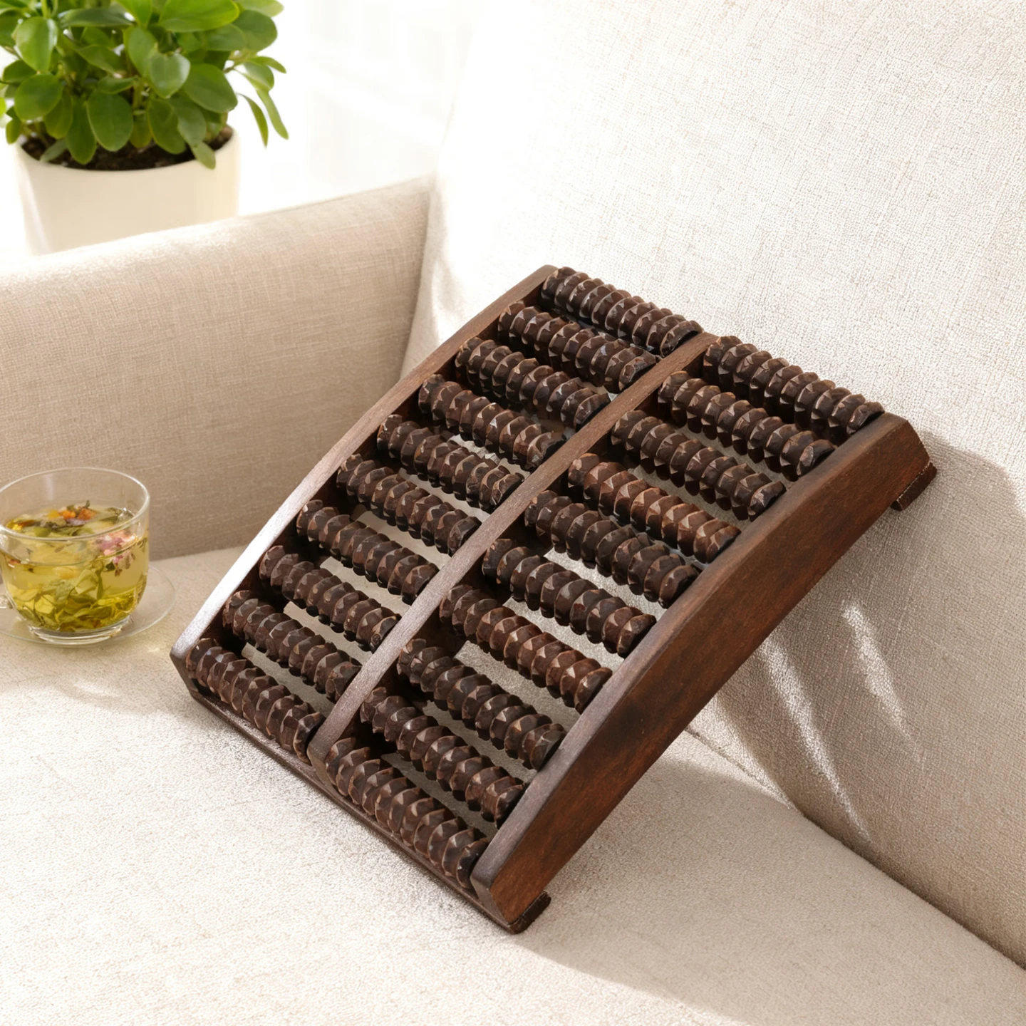 霞栖棠加大号足底按摩器实木脚踩滚轮脚底筋膜疏通神器家用足部放松工具 手工打磨高定版-10排按摩器