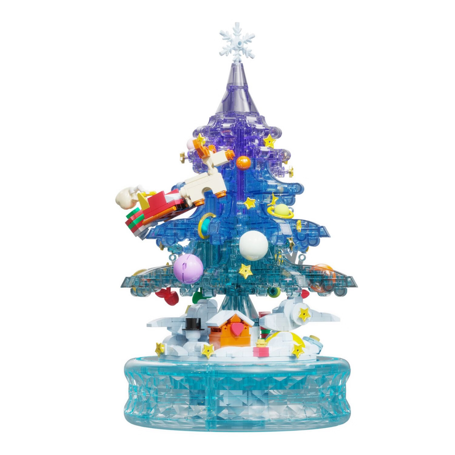 哲高多麦咔冰雪圣诞树灯光音乐盒八音盒儿童拼装积木拼插玩具礼物 冰雪圣诞树音乐盒