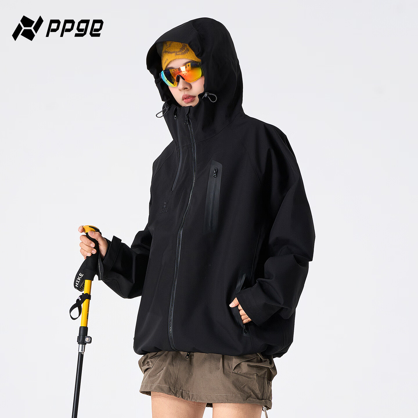 PPGE三合一冲锋夹克秋冬防风防水耐磨户外登山衣服男女同款运动外套 黑巴克三合一 S