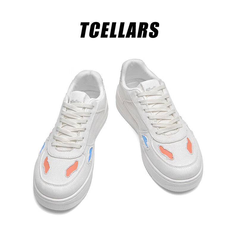 Tcellars男鞋板鞋男2026春季新款潮鞋低帮厚底小白鞋百搭运动休闲鞋子男 影风白 39