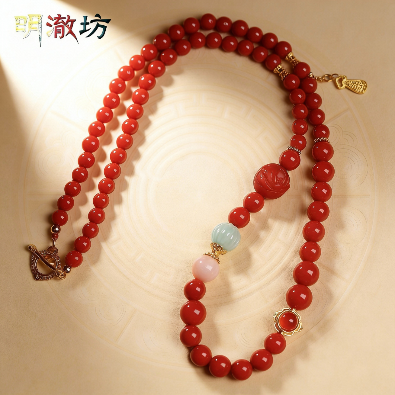 新年礼物送妈妈手串本命年礼物满肉南红串珠女翡翠银项链